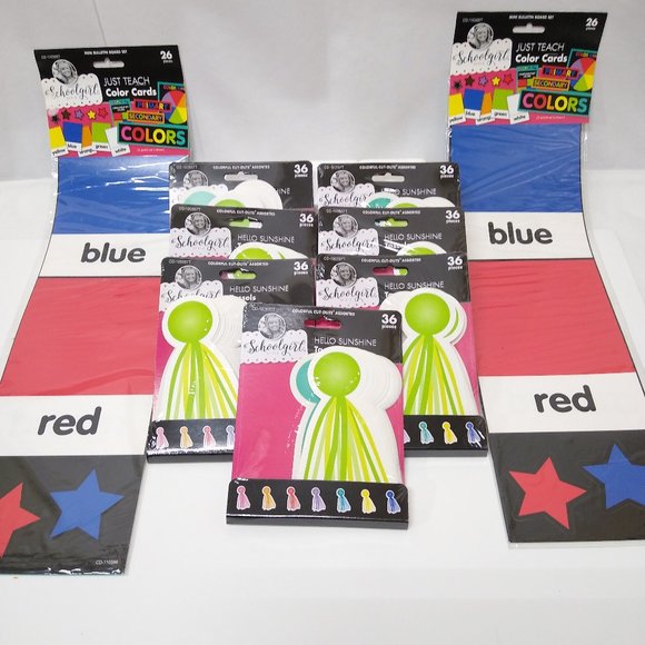 Schoolgirl Style Hello Sunshine Tassels Cut-Out (7) & Just Teach Color Cards (2)